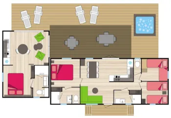 Mietunterkunft - Premium - Les Gorges De Colombières - 61 M2 - 4 Schlafzimmer - 3 Badezimmer - Spa - - Camping Les Cerisiers du Jaur