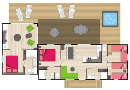 Alojamiento - Premium - Les Gorges De Colombières - 61 M2 - 4 Bedrooms - 3 Bathrooms - Spa - - Camping Les Cerisiers du Jaur
