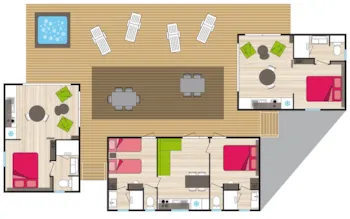 Mietunterkunft - Premium - Les Gorges D'héric - 75 M2 - 4 Schlafzimmer - 4 Badezimmer - Spa - - Camping Les Cerisiers du Jaur