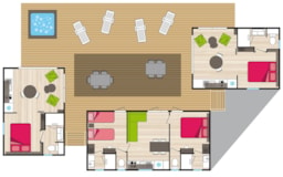 Accommodation - Premium - Les Gorges D'héric - 75 M2 - 4 Bedrooms - 4 Bathrooms - Spa - - Camping Les Cerisiers du Jaur