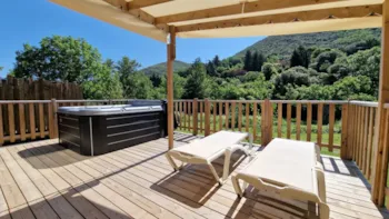 Mietunterkunft - Premium - Le Somail - 21 M2 - 1 Schlafzimmer - 1 Badezimmer - Spa - Sonntag - Camping Les Cerisiers du Jaur