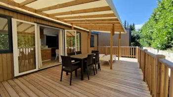 Mietunterkunft - Premium - L'espinouse - 40 M2 - 3 Schlafzimmer - 2 Badezimmer - Sonntag - Camping Les Cerisiers du Jaur