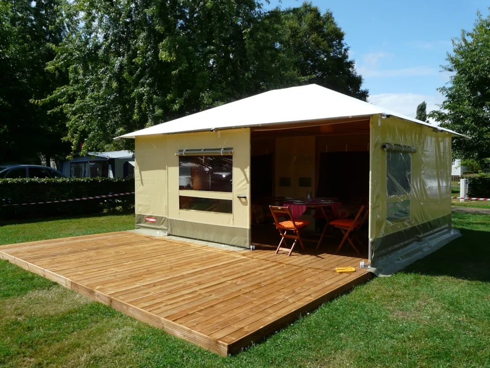 Location - Bungalow Toilé Maldives Standard 26M² 2 Chambres + Terrasse Couverte 13M² / Sans Sanitaire - Pmr - Flower Camping des Vallées