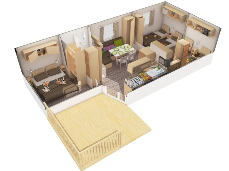 Mobil-Home Confort 33M² -3 Chambres Avec Terrasse Couverte