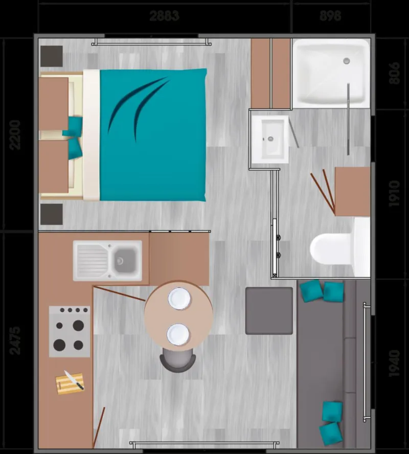 Mobil-Home Confort 18M² 1 Chambre - Terrasse Couverte