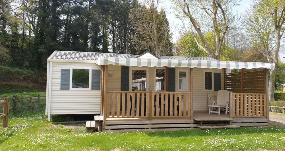 Location - Mobil-Home Premium 35M² 3 Chambres Avec Terrasse Couverte Et Lave-Vaisselle - Flower Camping des Vallées