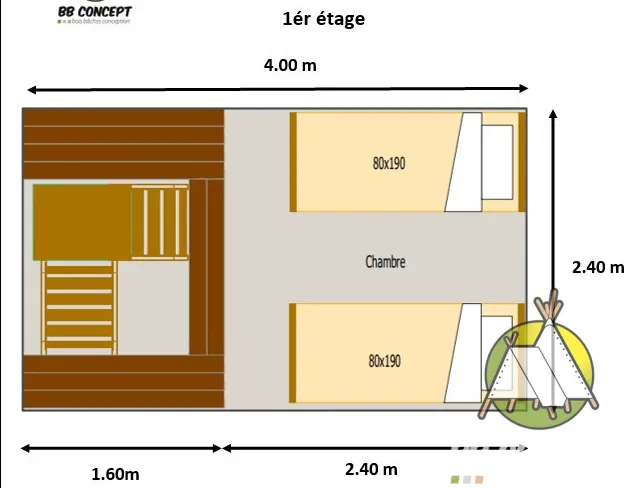 Bivouac 11M²- Chambre En Mezzanine - Sanitaires Communs À Proximité