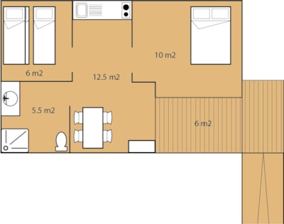 Chalet Durance for handicapped person Privilège, with sanitary