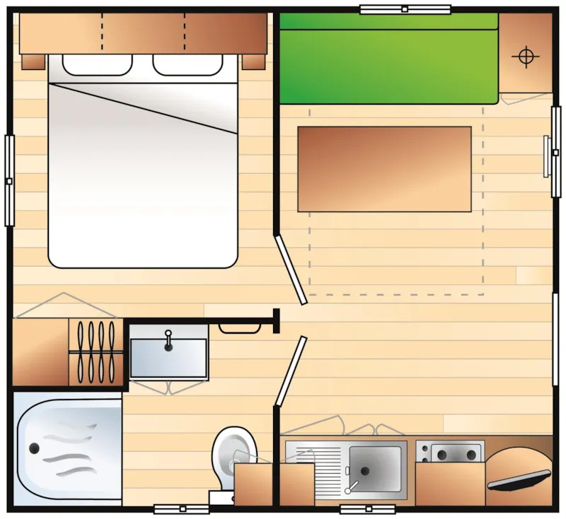Mobil-Home Cosy 1 Chambre (Tv - Terrasse 9M² - Superficie 17M²)