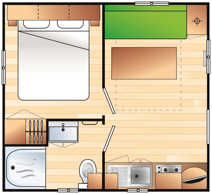 Mobil-Home Cosy 1 Chambre (Tv - Terrasse 9M² - Superficie 17M²)