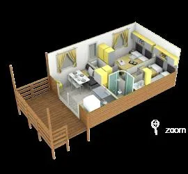 Mobil-Home Cottage 2 Chambres (Tv - Terrasse Couverte 7M² - Superficie 26M²)
