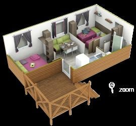 Mobile home COTTAGE 2 bedrooms (TV - covered terrace 7m² - surface 26m²)