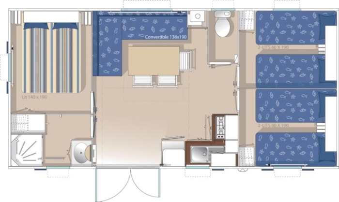Mobil-Home Cosy-Clim 3 Chambres (Climatisation - Tv - Terrasse 12M² - Superficie 32M²)