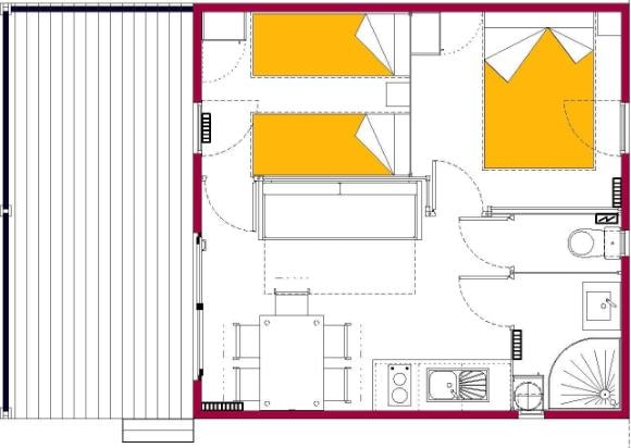 Chalet Prestige 2 Chambres (Lave-Vaisselle - Tv - Terrasse Couverte 12M² - Superficie 28M²)