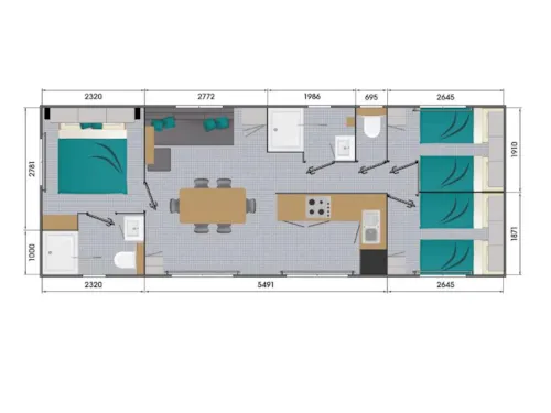 Location - Mobil Home 3 Chambres 40M², 2 Salles De Bains, Climatisation, Terrasse Couverte - image n°9 - Domaine la Garenne