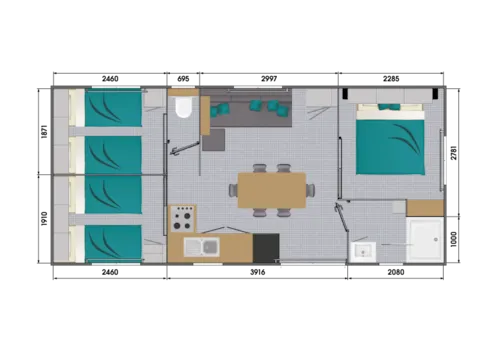 Location - Mobil Home 3 Chambres 35M², Climatisation, Terrasse Couverte - image n°7 - Domaine la Garenne