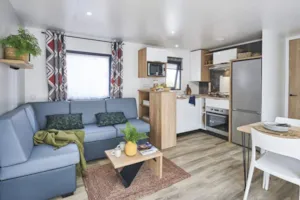 Locatif - Mobil home 2 chambres 35m², climatisation, terrasse dallée - Domaine la Garenne