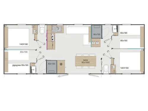 Accommodation - Mobil Home 4 Rooms 40M², 2 Bathrooms, Air-Conditioning, Covered Terrace - image n°5 - Domaine la Garenne