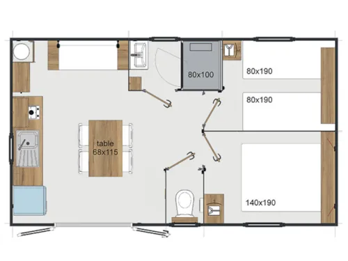 Accommodation - Mobil Home 2 Rooms 26M², Air Conditioning, Paved Terrace - image n°6 - Domaine la Garenne