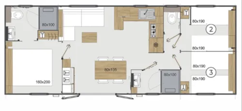 Location - Mobil Home 3 Chambres 40M², 2 Salles De Bains, Climatisation, Terrasse Couverte - image n°8 - Domaine la Garenne