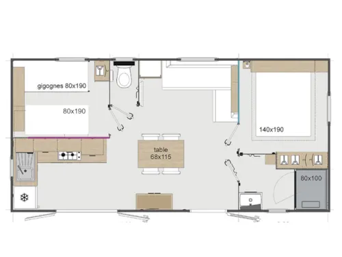 Location - Mobil Home 2 Chambres 30M², Terrasse Couverte - image n°8 - Domaine la Garenne