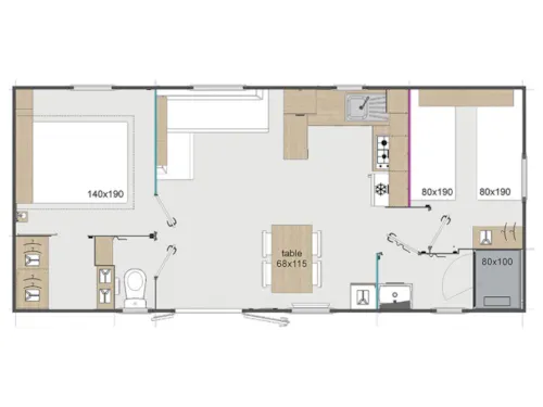 Location - Mobil Home 2 Chambres 35M², Climatisation, Terrasse Dallée - image n°8 - Domaine la Garenne