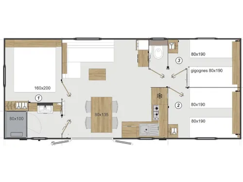 Location - Mobil Home 3 Chambres 37M², Climatisation, Terrasse Couverte - image n°7 - Domaine la Garenne