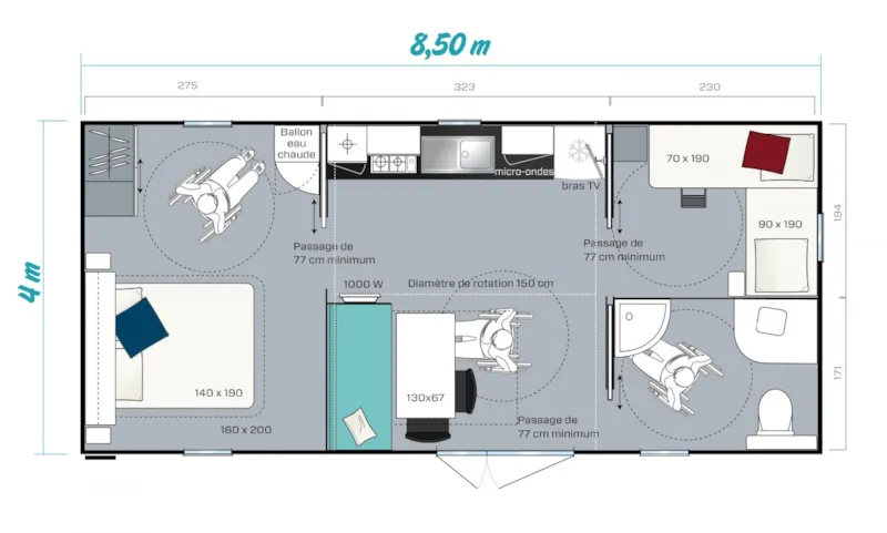 Mobil-Home Classique 2 Chambres Pmr