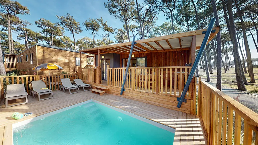 Location - Chalet Premium - Piscine 4/5P - Camping Le Vieux Port Resort & Spa