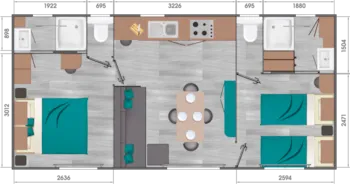 Mietunterkunft - Mobile-Home Familial 2 Chambres 2 Salle De Bain Avec Clim - Camping Les Rives du Loup