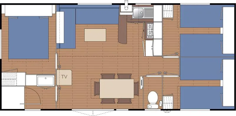 Mobil Home La Dourbie Confort 33M² (3 Chambres) + Terrasse Couverte 13M² + Tv