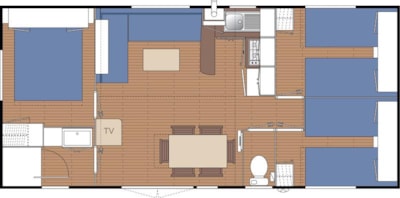 Mobil home La Dourbie Confort 33m² (3 bedrooms) + sheltered terrace 13m² + TV