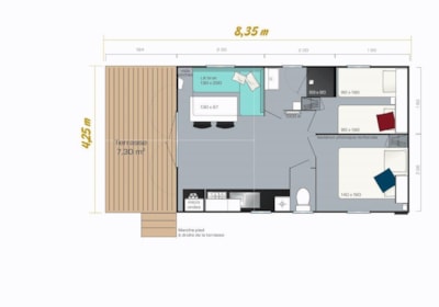 Mobil home Templiers Confort 30m² (2 bedrooms) + sheltered terrace 6m² + TV + Clim