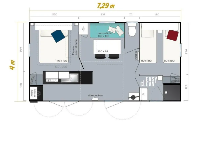 Mobil Home St Guiral Confort 30M² (2 Chambres) + Climatisation + Terrasse Semi-Couverte 20M² + Tv