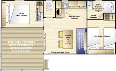 Mobil-home Loggia 26m² - CONFORT - 2 bedrooms + sheltered terrace + TV — 9