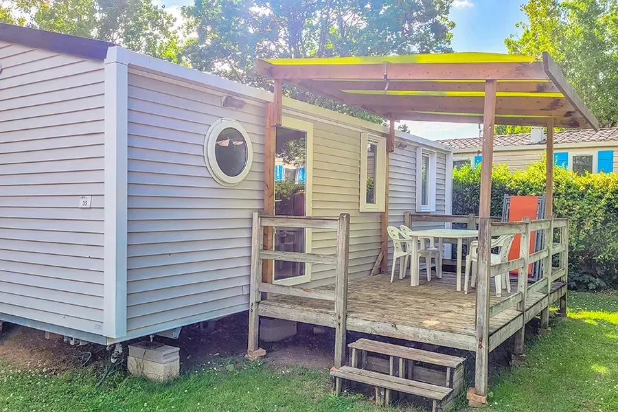 Location - Mobilhome Family 29M² Confort - 3 Chambres + Terrasse Couverte + Tv - Flower Camping L'Abri-Côtier