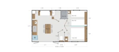 Palmy PREMIUM Mobile Home 24.5m² - 2 bedrooms + Covered Terrace + TV + Dishwasher + Air Conditioning — 9