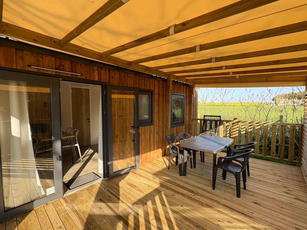 Location - Mobil Home Palmy Premium 24,5M2 - 2 Chambres + Terrasse Couverte + Tv + Lv + Clim - Flower Camping L'Abri-Côtier