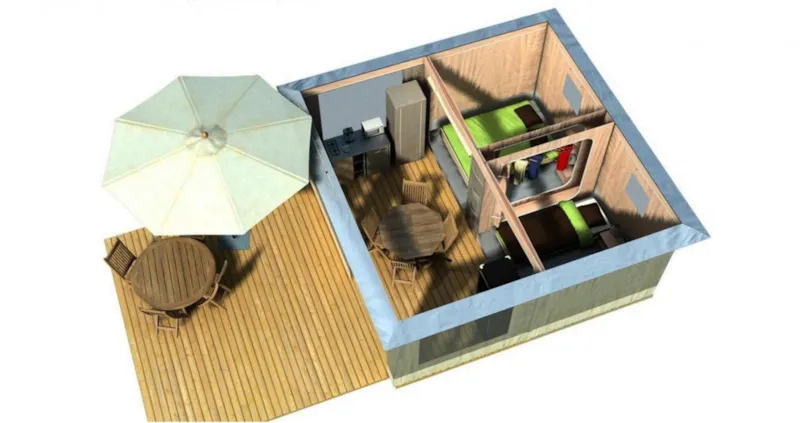 Bungalow Toilé 2 Chambres - Sans Sanitaires