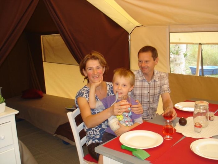 Tente Cotton Lodge Nature 20 M² Avec Terrasse Bois - Sans Sanitaires