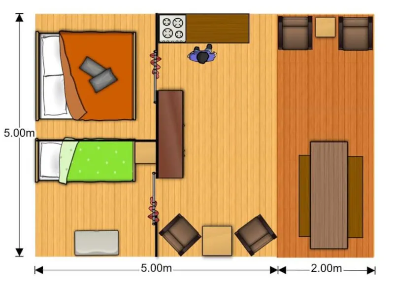 Tente Safari Villatent 35 M² Avec Terrasse Bois 2/5 Pers - Sans Sanitaires