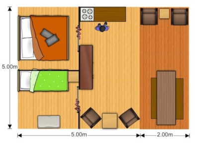 Safari Tent 35 m² with wooden terrace 2/5 pers - without sanitary facilities — 6