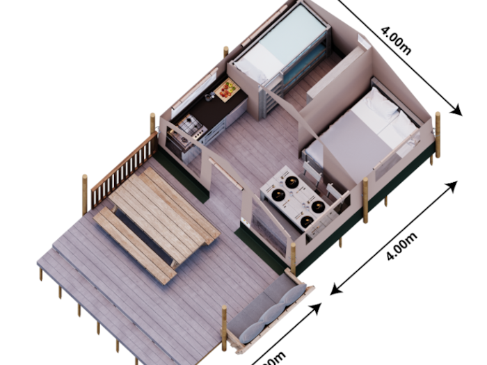 Tente Etoile Des Vosges 25 M²  Avec Terrasse En Bois - Sans Sanitaires