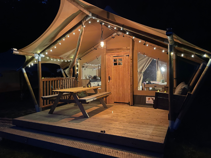 Tent under the Stars Vosges 25 m² with wooden terrace - without sanitary facilities (by the stream)