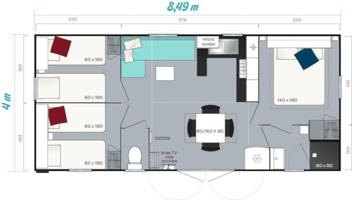 Mobil-Home Premium - 3 Chambres