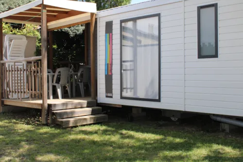 Accommodation - Mobile Home 30M² Comfort (2 Bedrooms - 5 People) + Air Conditioning + Covered Terrace - image n°2 - Camping Les Paillotes en Ardèche
