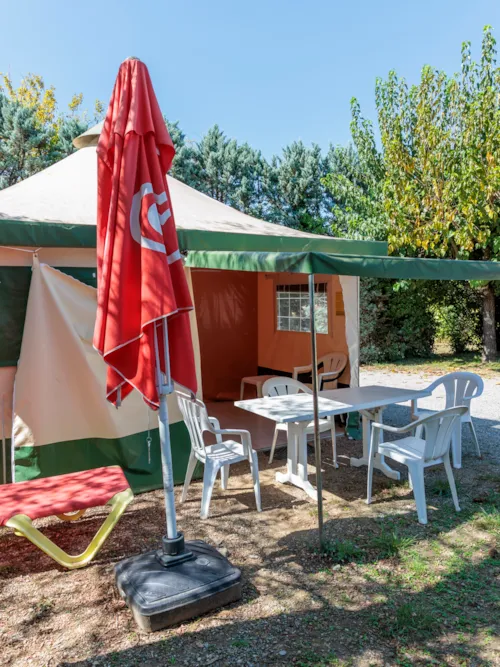 Location - Bengali Toilé 25M² Standard (2Ch - 5Pers.) (Sans Sanitaires) - image n°2 - Camping Les Paillotes en Ardèche