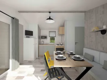 Mietunterkunft - Mobilheim 30M² Komfort (2 Schlafzimmer - 5/7 Personen) + Klimaanlage + Überdachte Terrace - Camping Les Paillotes en Ardèche