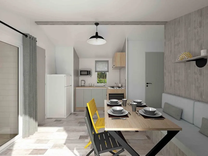 Location - Mobil-Home 30M² Confort (2Ch - 5/7Pers.) + Clim + Terrasse Couverte - Camping Les Paillotes en Ardèche