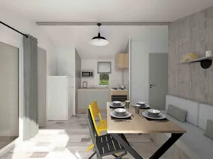 - Mobile home 30m² Comfort (2 bedrooms - 5/7 people) + Air conditioning + Covered terrace - Camping Les Paillotes en Ardèche